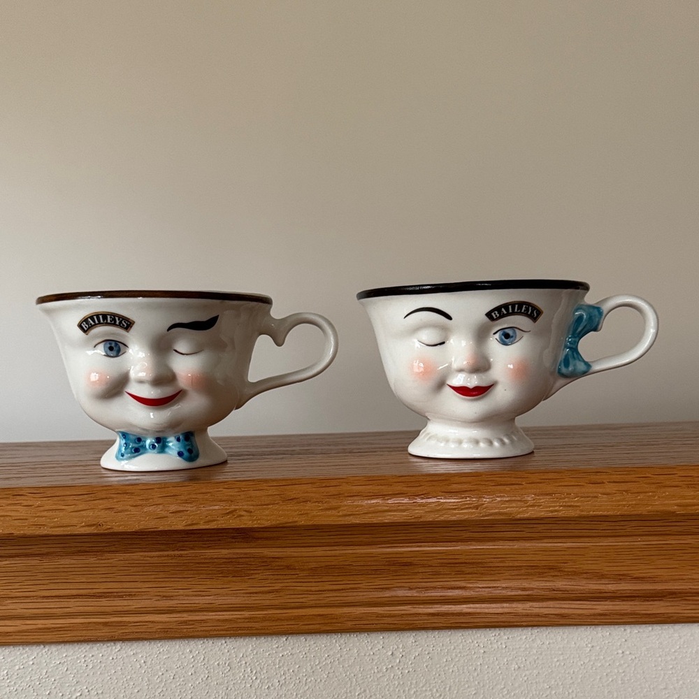 Vintage “Baileys Irish Cream” Winking Face Ceramic Cups